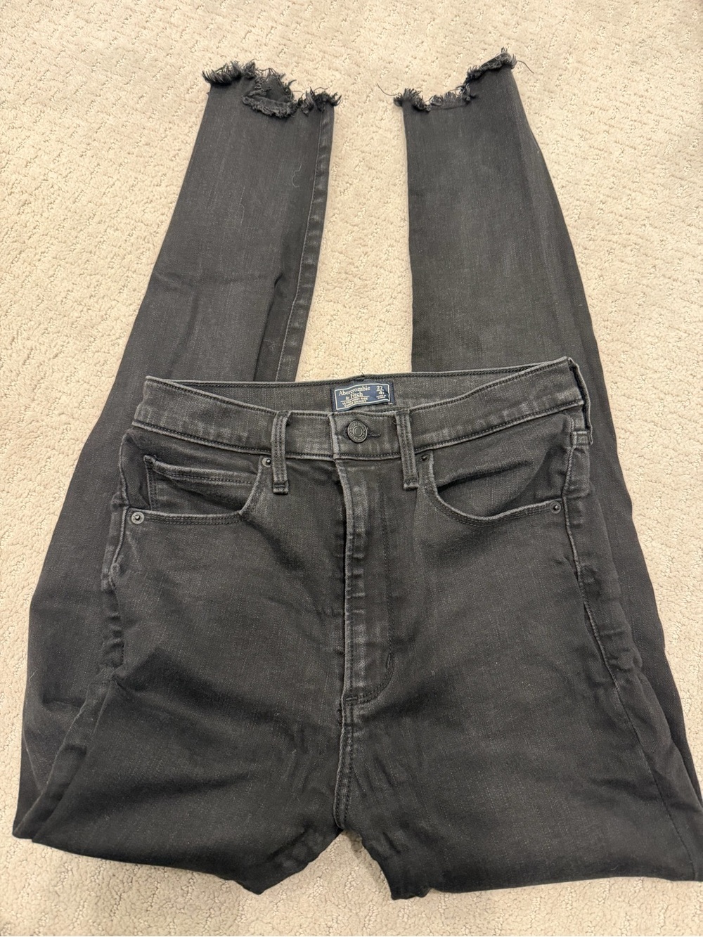 Abercrombie & Fitch Ultra High Rise Super Skinny Jeans with Frayed Ankle